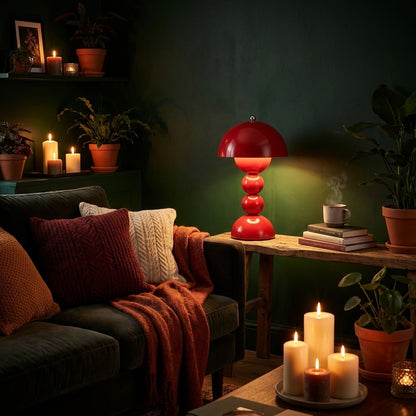 Lampe champignon argentee mushroom tactile LED design art deco moderne metal aluminium bureau workspace sans fil USB professionnelle