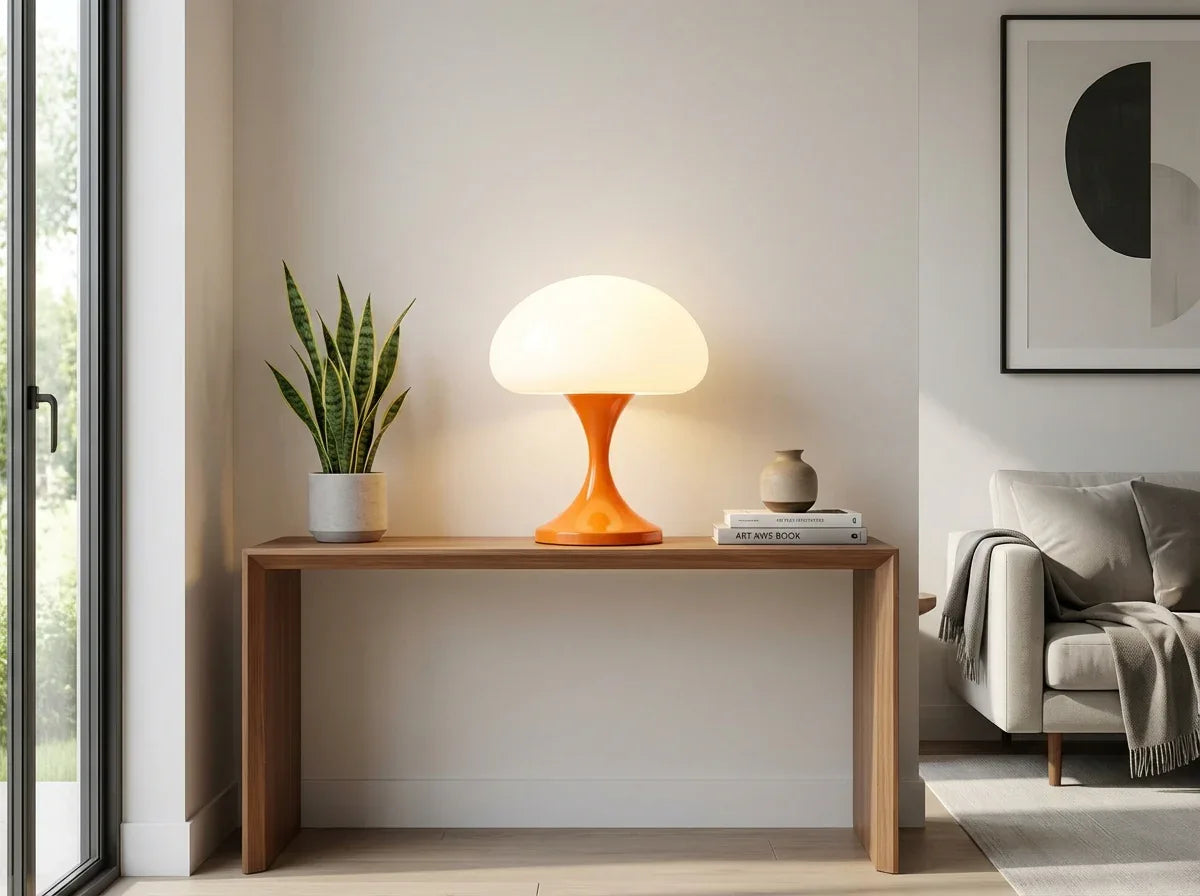 Lampe Champignon Orange LED Rechargeable | Design Rétro 60-70 | 3 Intensités - LAMPE-EN-CHAMPIGNON