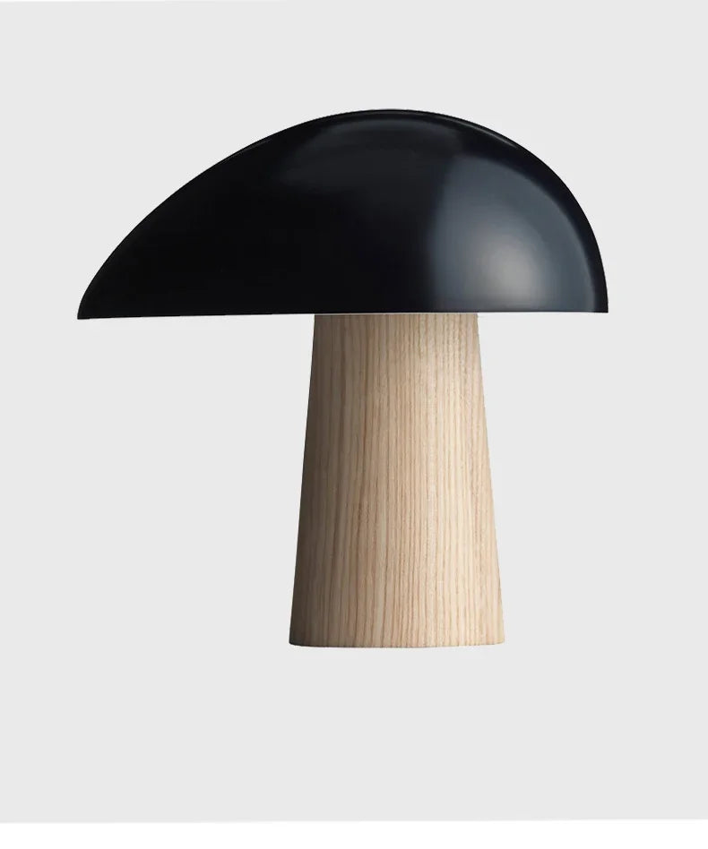Lampe champignon design nordique noir bois LED ambiance cosy chambre lampe chevet scandinave minimaliste
