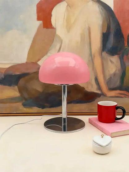 Lampe Champignon Bauhaus Vintage Rose LED Tactile Verre Design Rétro | Déco - LAMPE-EN-CHAMPIGNON