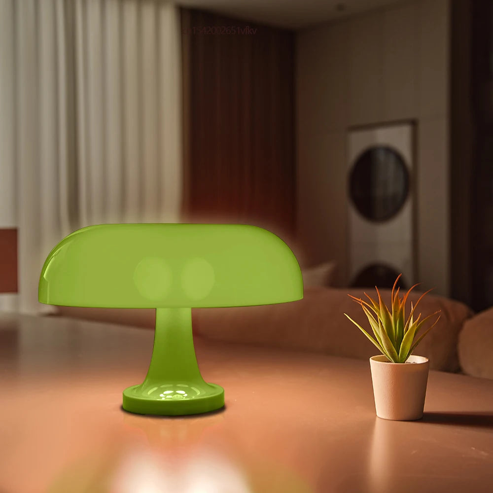 Lampe champignon verte LED vintage rétro 60-70 sans fil rechargeable tactile design scandinave ambiance salon