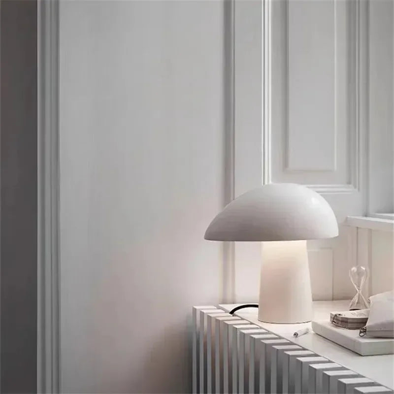 Lampe Champignon Blanche Bois LED Sans Fil Design Scandinave Nordique | Décoration - LAMPE-EN-CHAMPIGNON