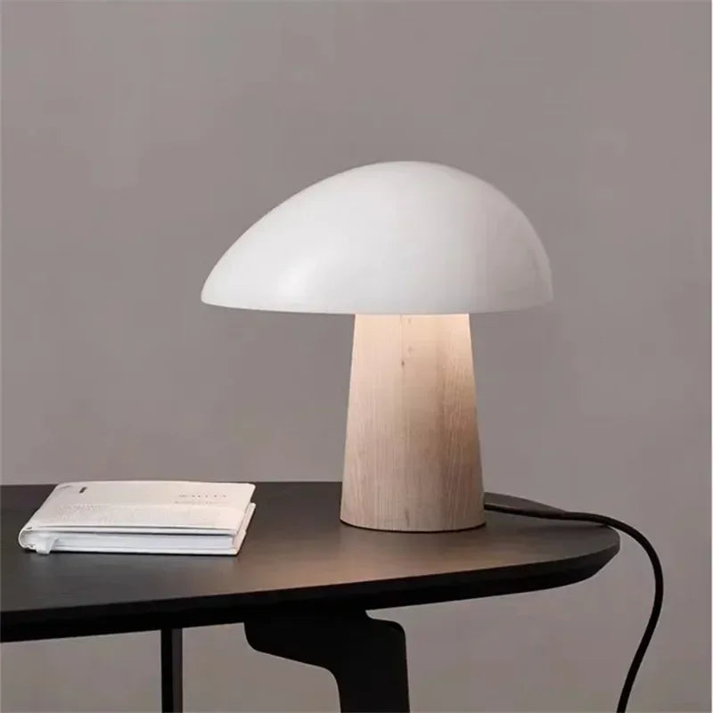Lampe Champignon Blanche Bois LED Sans Fil Design Scandinave Nordique | Décoration - LAMPE-EN-CHAMPIGNON