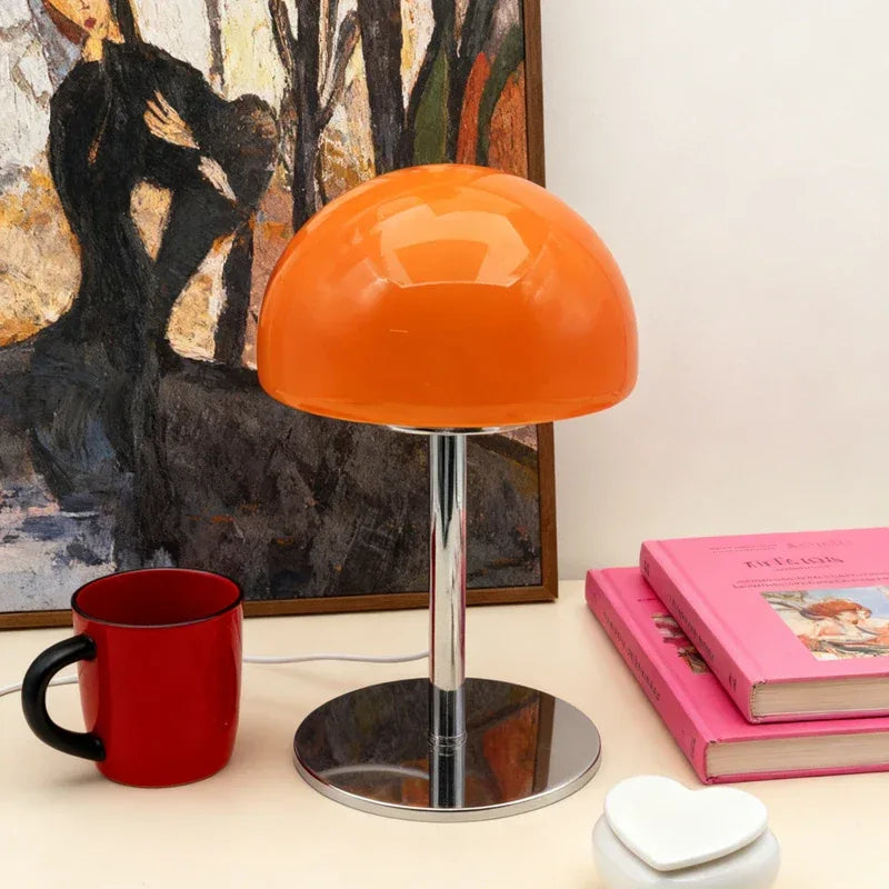 Lampe Champignon Bauhaus Vintage Orange LED Tactile Verre Design Rétro | Déco - LAMPE-EN-CHAMPIGNON
