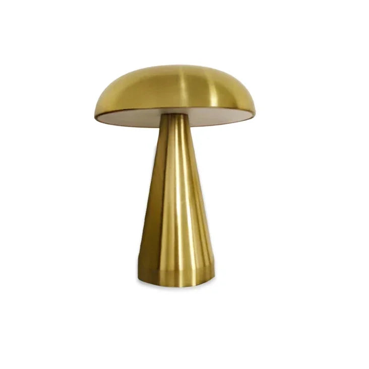 Lampe champignon mushroom doree gold LED tactile sans fil rechargeable USB design moderne aluminium decoration metal or