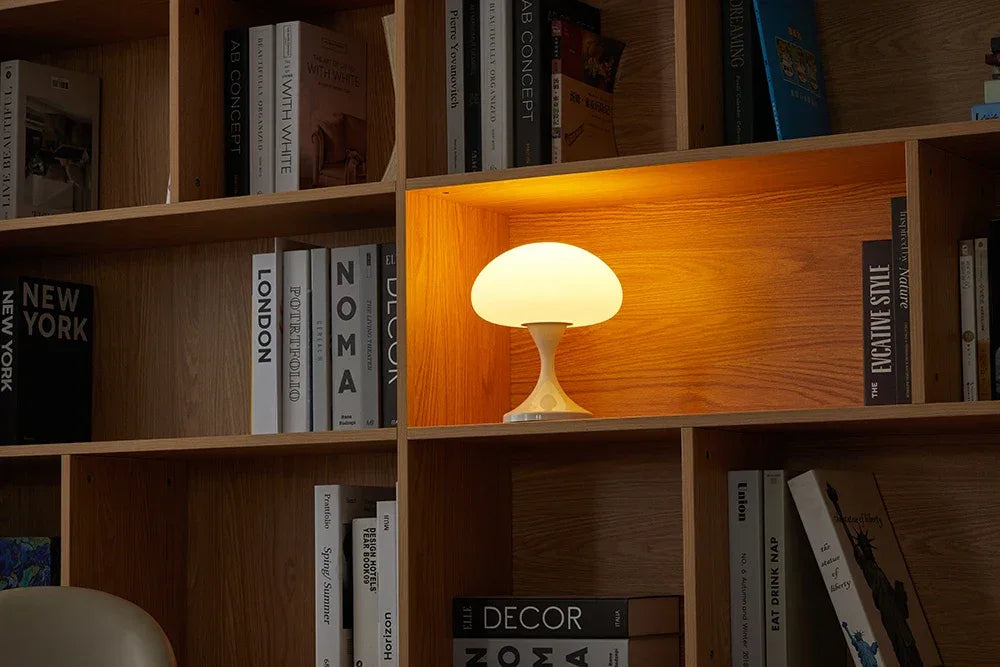 Lampe Champignon Blanche LED Rechargeable | Design Rétro 60-70 | 3 Intensités - LAMPE-EN-CHAMPIGNON