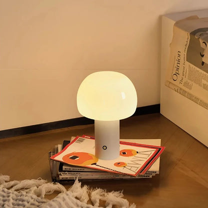 Lampe champignon blanche LED sans fil design moderne minimaliste tactile rechargeable USB decoration interieure