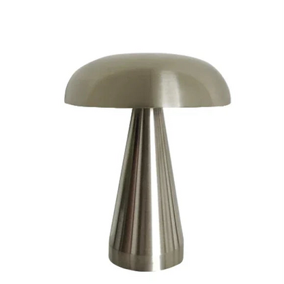 Lampe champignon mushroom argentee silver LED tactile sans fil rechargeable USB design moderne aluminium decoration metal