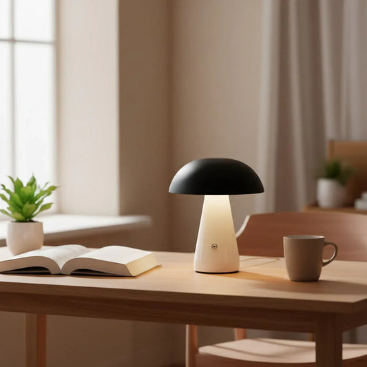 Lampe Champignon Design Moderne Noir & Blanc LED | Style Minimaliste Élégant - LAMPE-EN-CHAMPIGNON